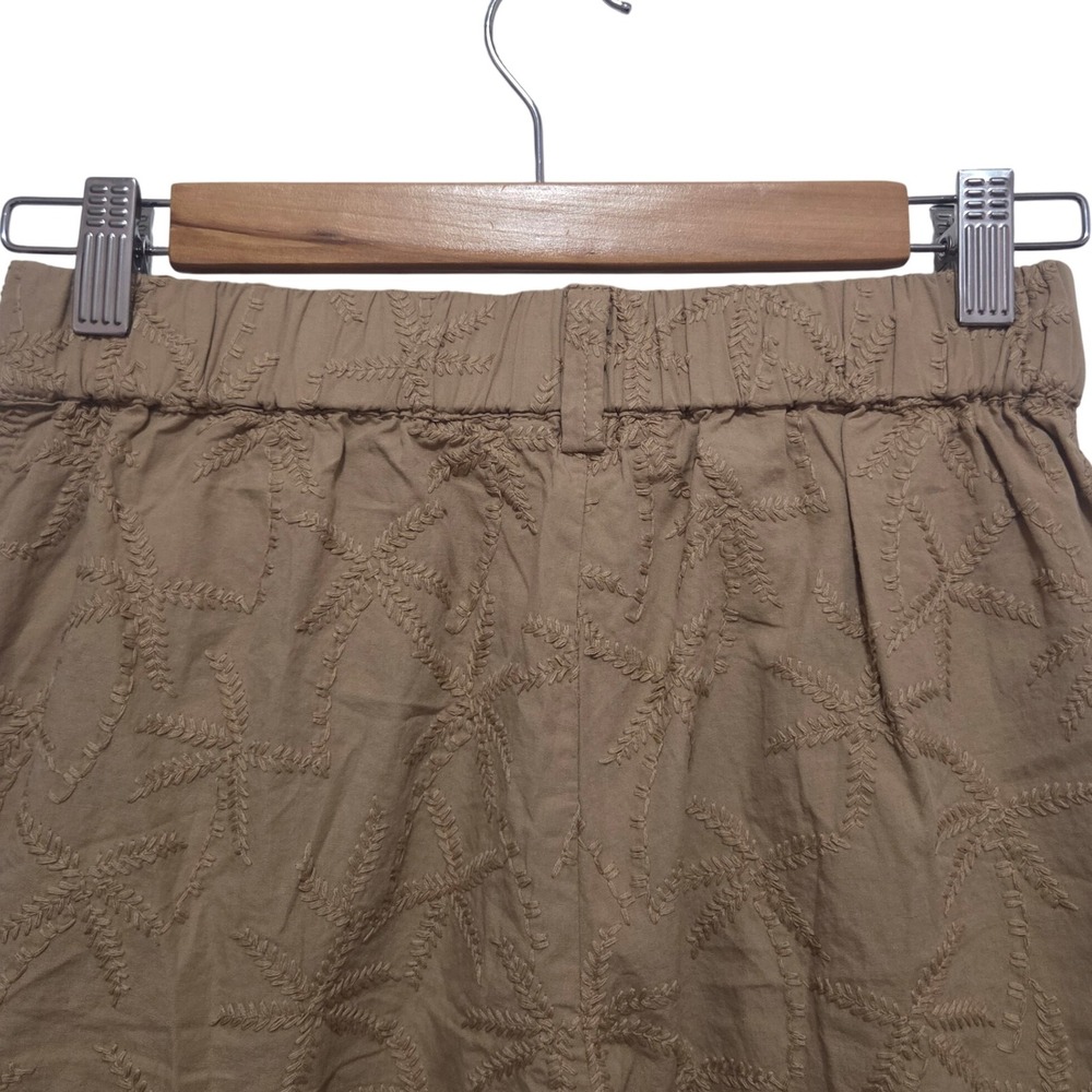 House of Harlow Tan Embroidered Barrel Cropped Pants Women's XS Elastic Waist - Picture 5 of 7